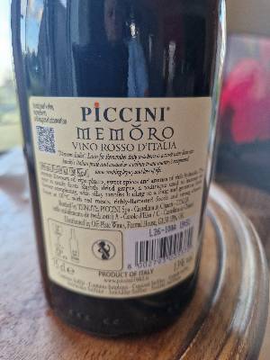 Piccini Memoro back label