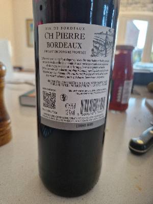 Ch Pierre Pierre back label