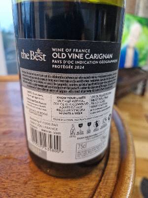 the Best Old Vine Carignan back label