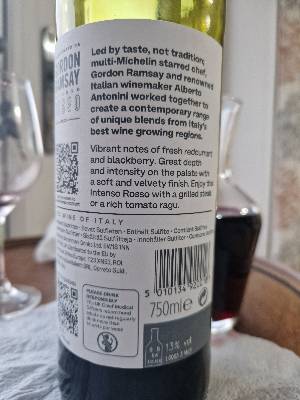Gordon Ramsay Intenso Rosso back label