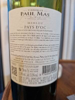 Paul Mas Paul Mas back label