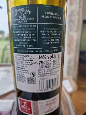 Marqués del Norte Marqués del Norte back label
