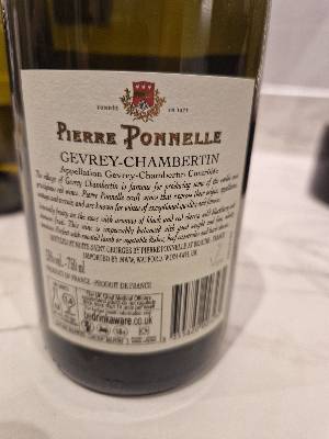 Pierre Ponnelle Gevrey-Chambertin back label