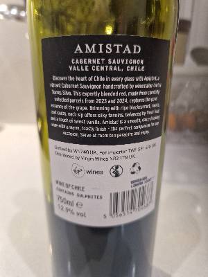  Amistad back label
