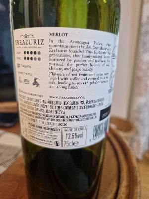 Errázuriz Reserva Estate back label
