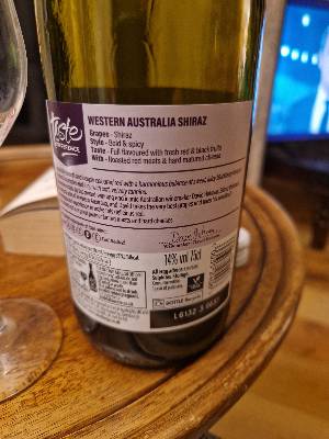 Western Australia Shiraz back label