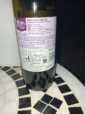 Cantina Vitivinicoltori in Trentino Pinot Grigio back label