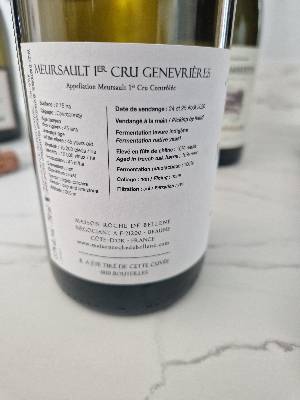 Maison Roche de Bellene Meursault Genevrières Premier Cru back label