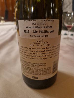 Fess Parker Fess Parker back label