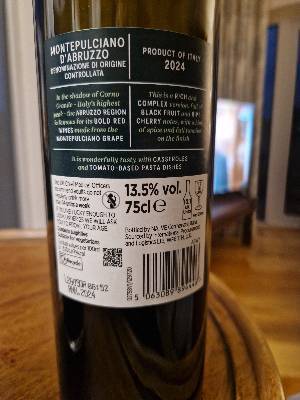 ASDA Montepulciano d'Abruzzo back label