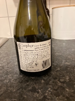 Zephyr Blanc de Blancs back label