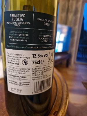  Primitivo back label
