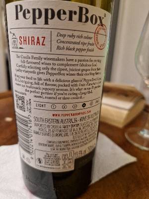 Casella Family PepperBox back label