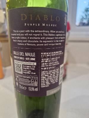 Viña Concha y Toro Purple Malbec back label