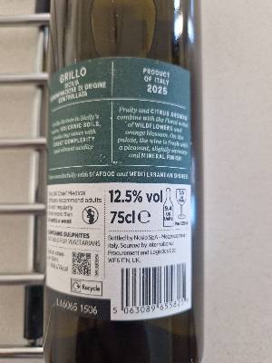 Nosio SpA Grillo back label