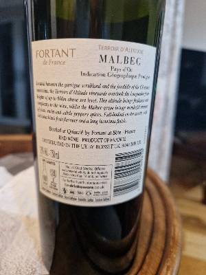 Fortant de France Terroir d'Altitude back label