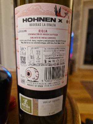 Bodegas La Eralta Hohnen x back label