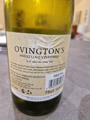 Ovington's Whistling Vineyards Cape Blend back label