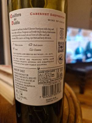 Concha y Toro Casillero del Diablo back label
